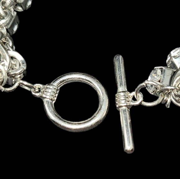 6 CHAIN SILVER TONE CLASP TOGGLE T-BAR CLOSURE BRACELET - Picture 3 of 7